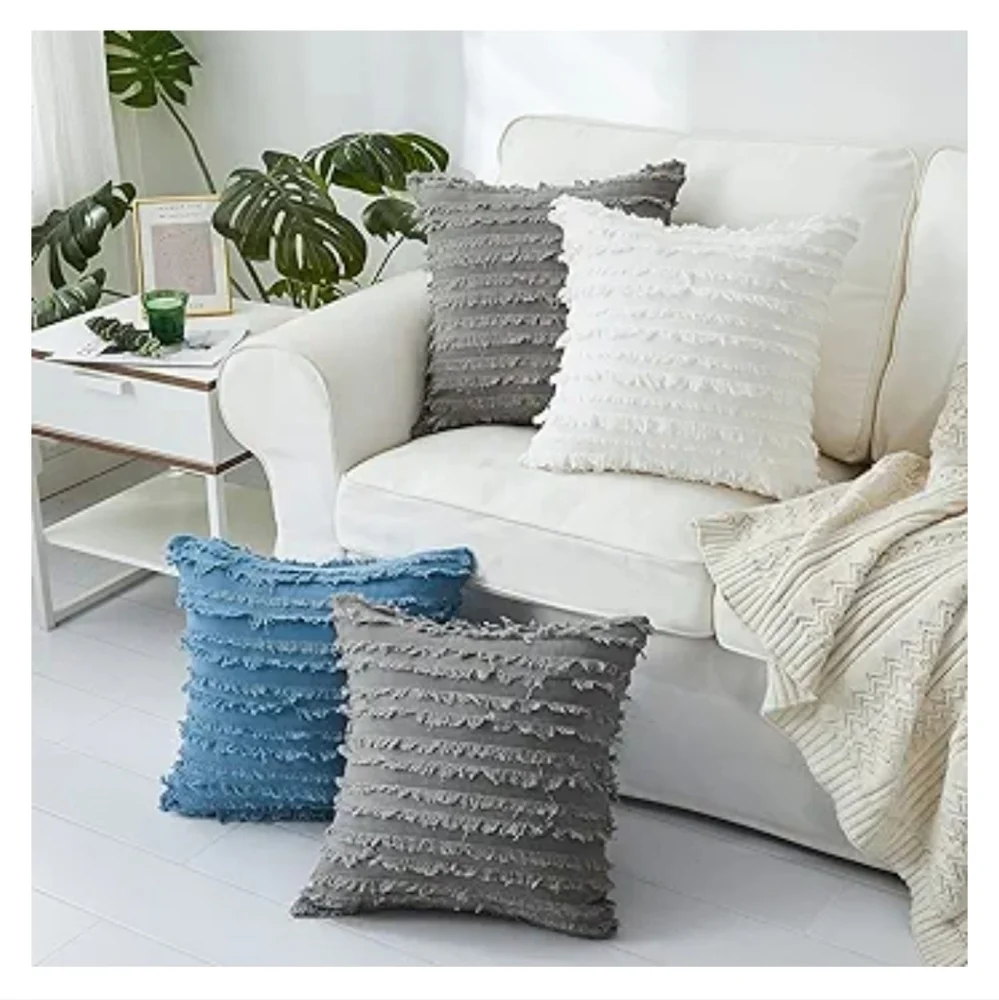 Light Grey Throw‎ Pillow Covers for Couch Sofa Bed, Cotton Linen 18x18